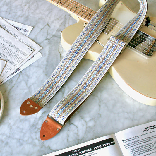 White 'Maco' Guitar/Bass Hippie Strap — official Tom's Vintage Straps photo 1