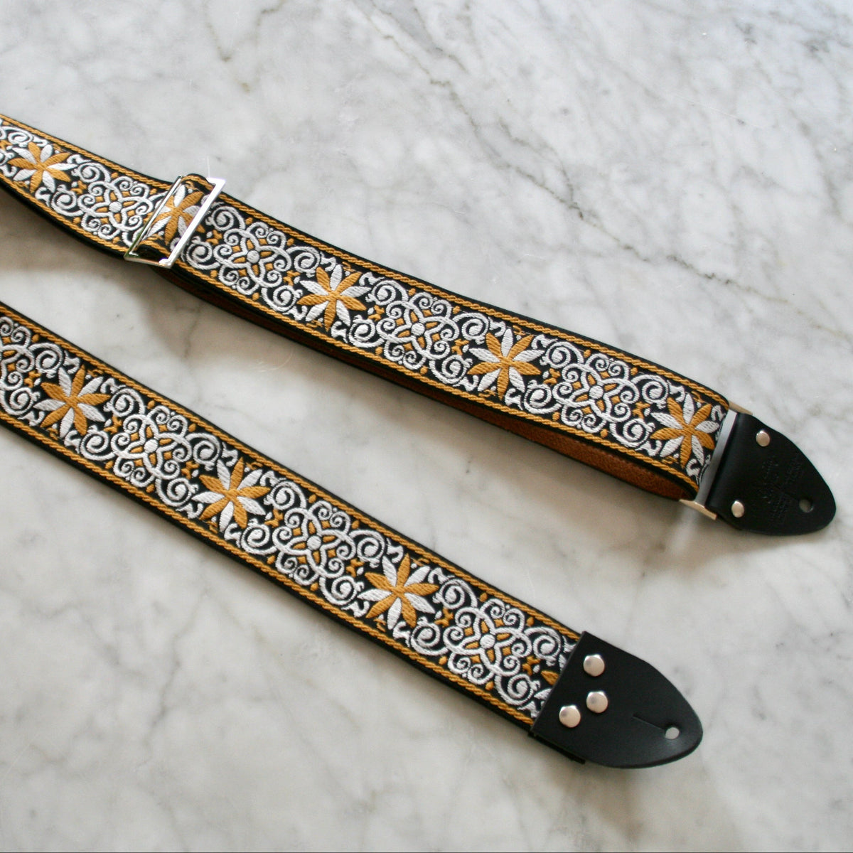 Yellow 'Pinwheel' Guitar/Bass Hippie Strap — official supplier photo 3